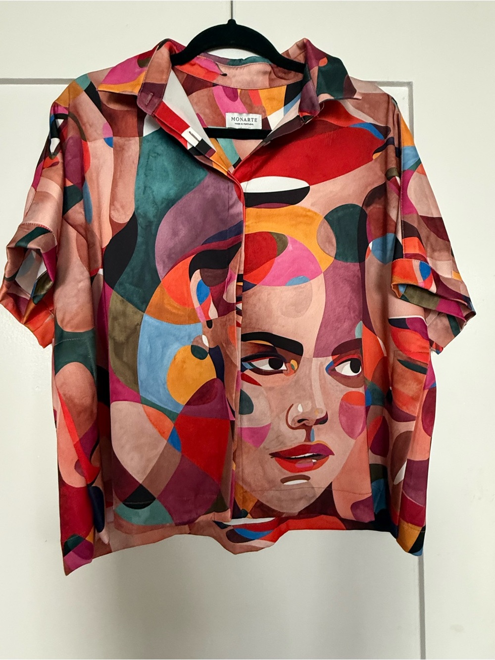 Multicolor Abstract Portrait Button-Down Shirt
